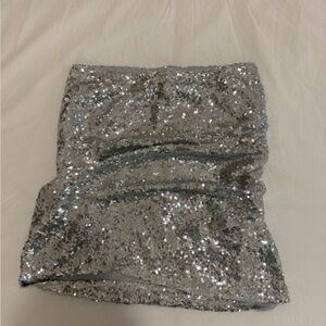 Glamorous Silver Sequin Mini Skirt
